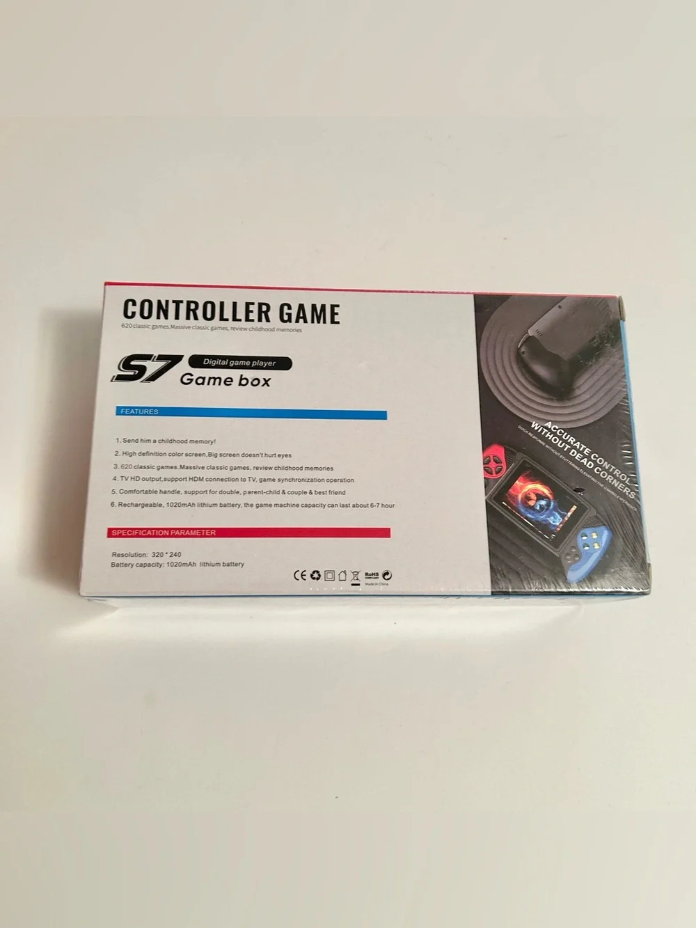 Game Box S7 Controller Handheld 620 Games WHITE & BLK (NEW SEALED BOX)
